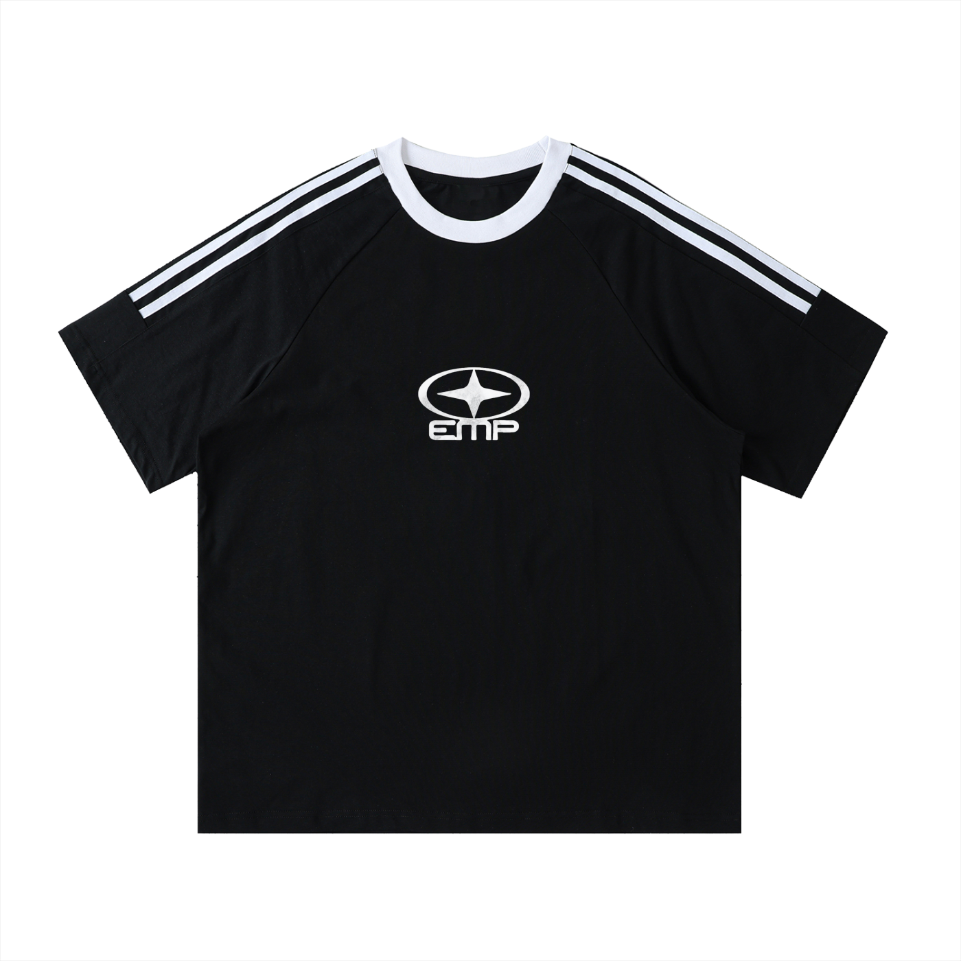 Contrast Tape Crewneck Cotton T-Shirt