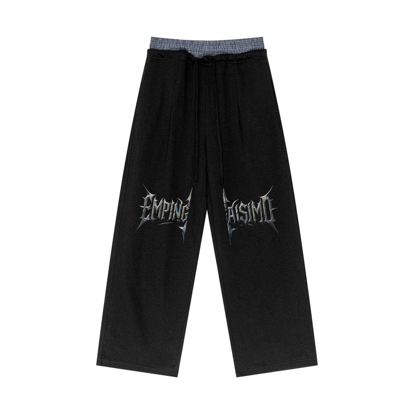 Plaid Contrast Waist Pants